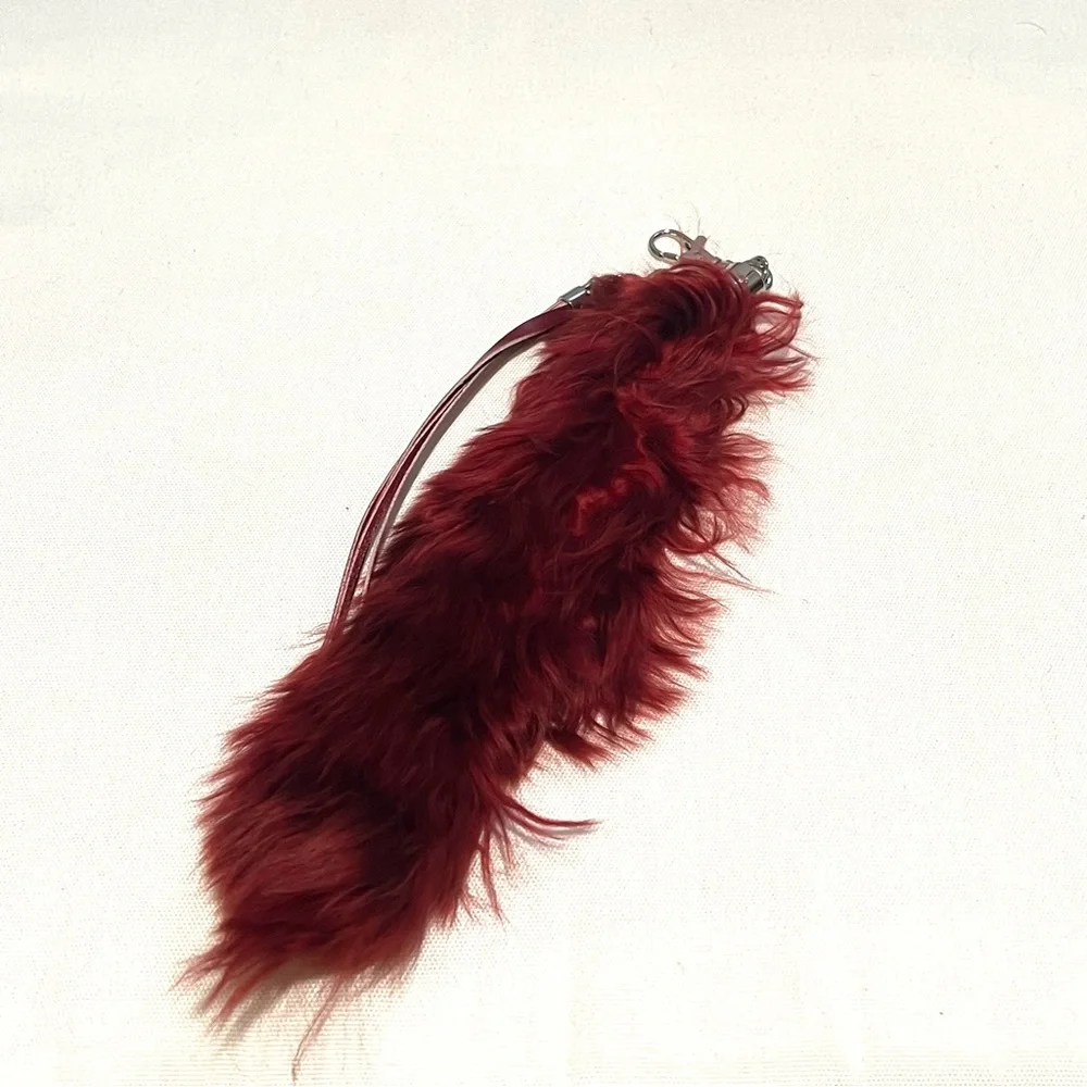 NWT NEW Maroon Red Feathery Leather Key Chain Key Holder